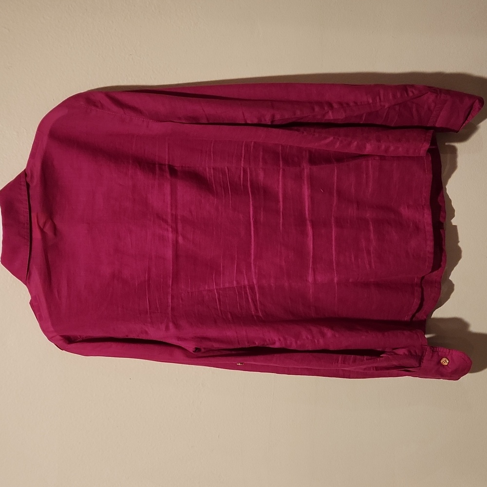 ❤️ TORY BURCH BRIGETTE FITTED BUTTON DOWN COTTON SHIRT / TOP IN MAGENTA, 6 - Picture 9 of 13